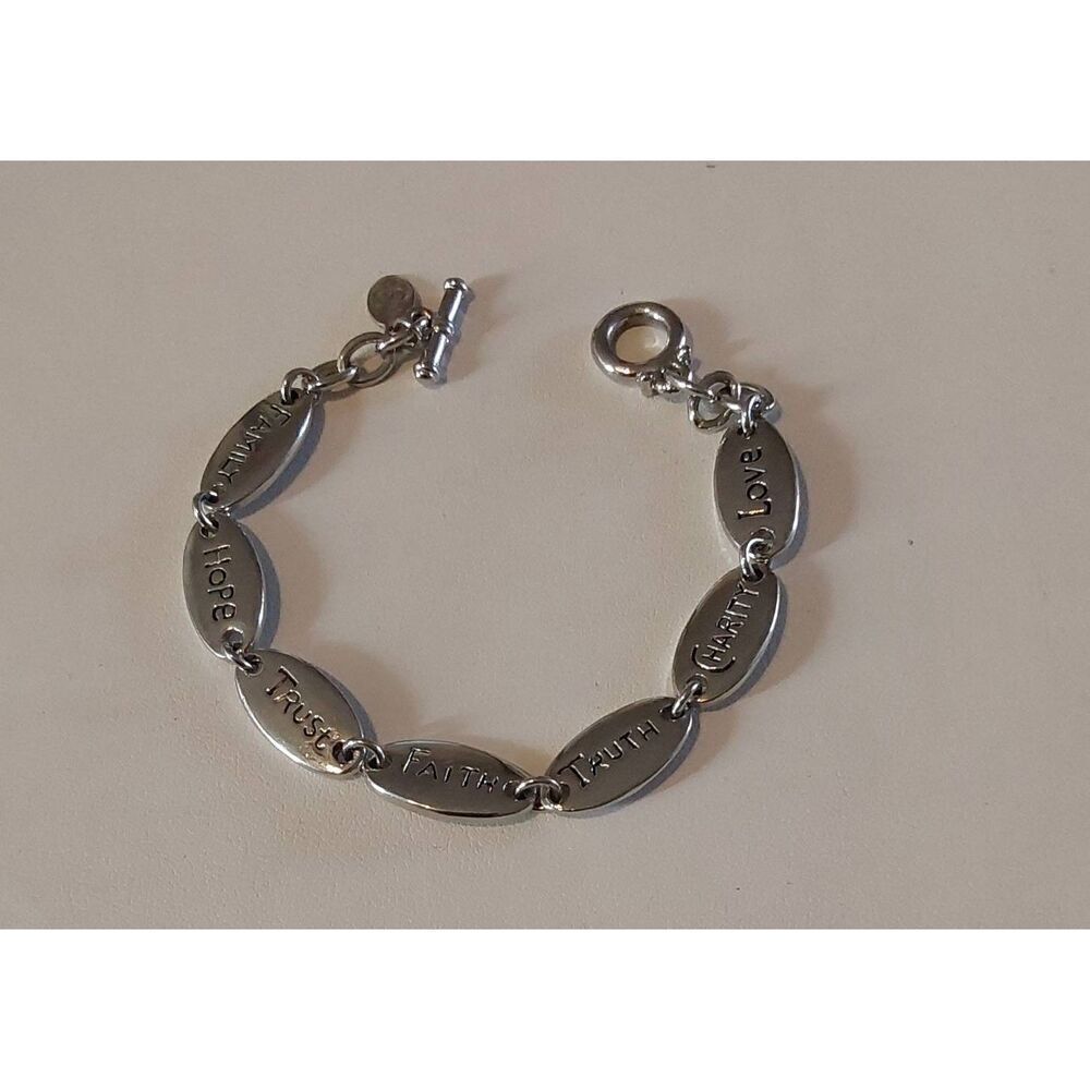 Pretty Premier Designs Silver Inspirational Words Toggle Style Bracelet~kn